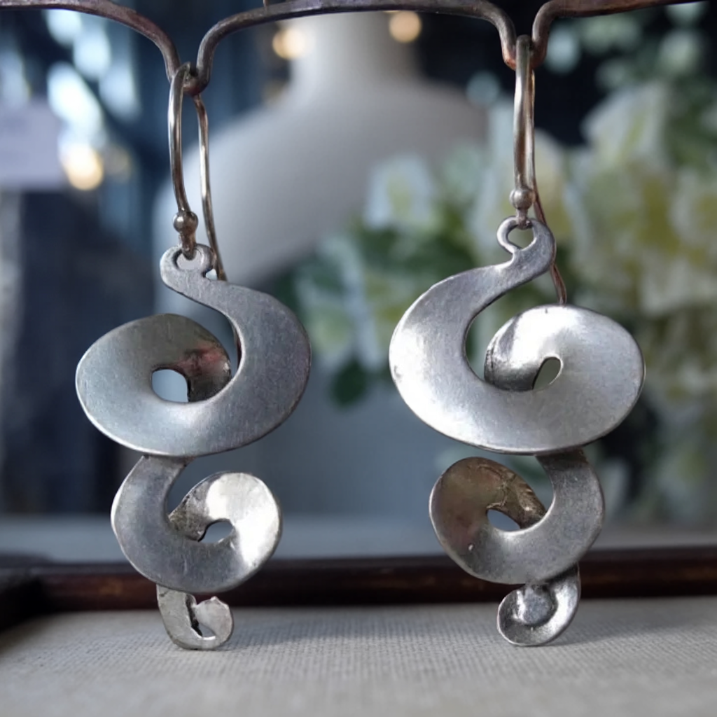 Silberne Vintage Spiralohrringe