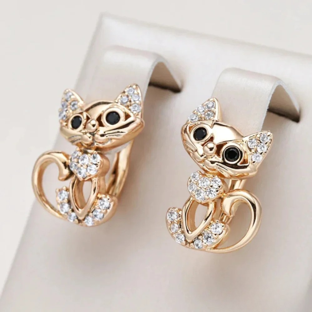 Elegante Katzen-Zirkonia-Ohrringe