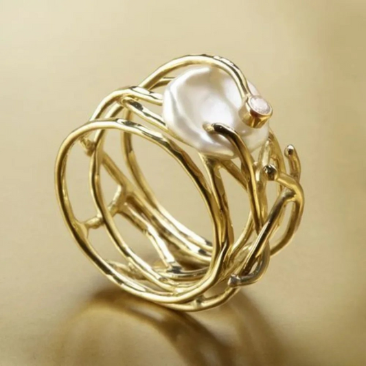 Retro Perlen Goldring