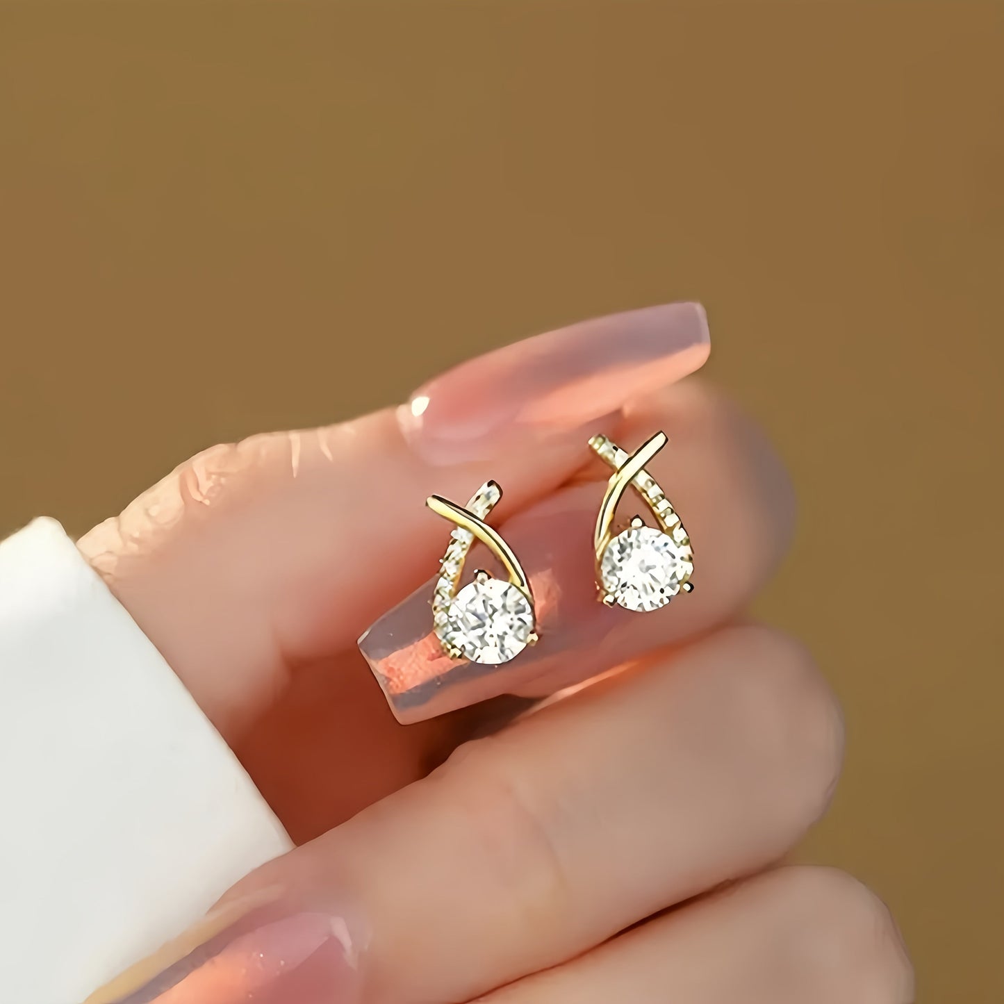 Goldenes Kreuz Zirkonia Ohrstecker