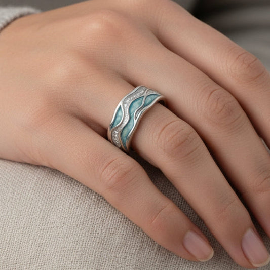 Eleganter Türkis Silber Wellenring