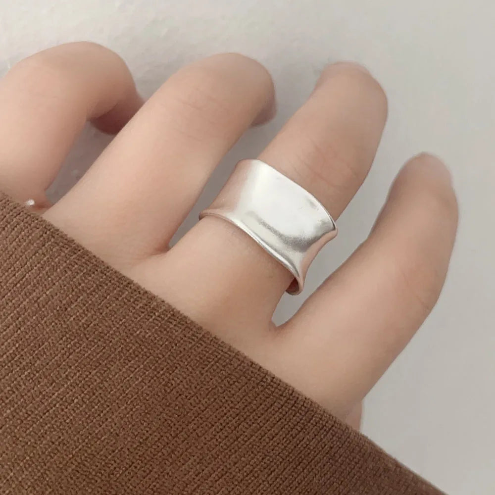 Vintage Gold- und Silberverstellbarer Breiter Flacher Ring