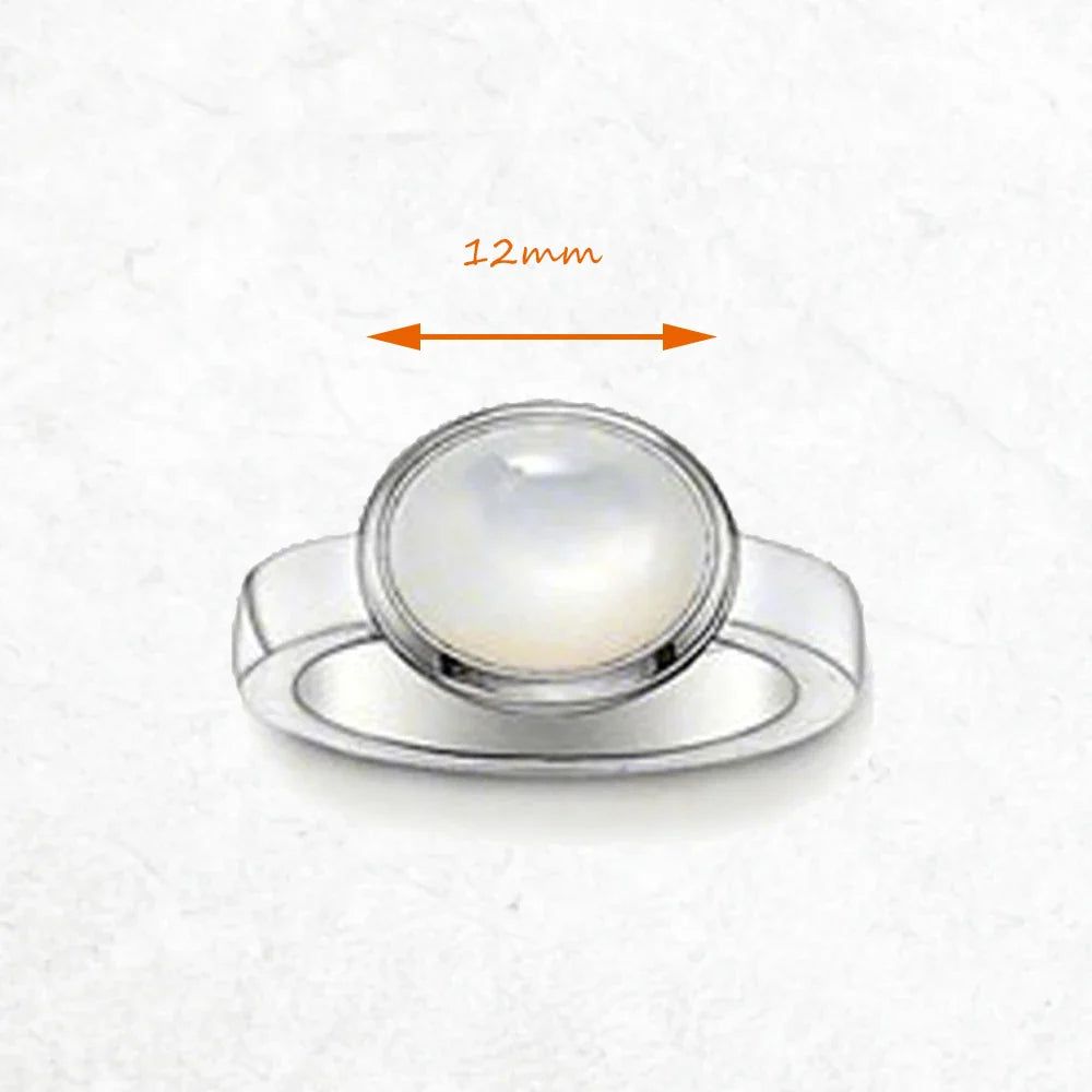 Verstellbarer Silberweißer Cabochon Statement-Ring
