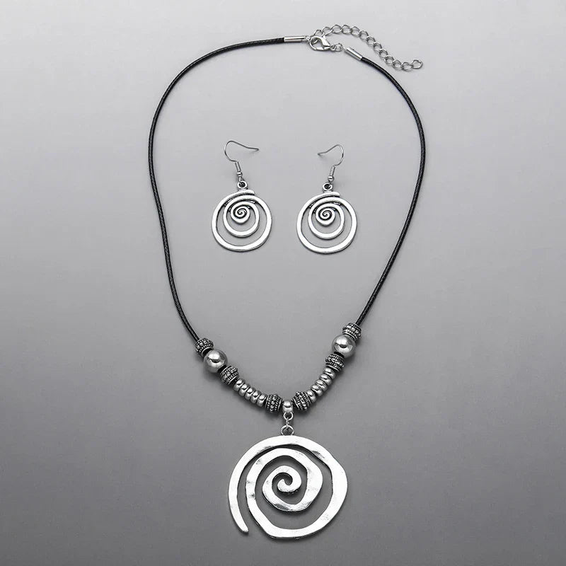 Spiral-Halsketten- und Ohrringe-Set