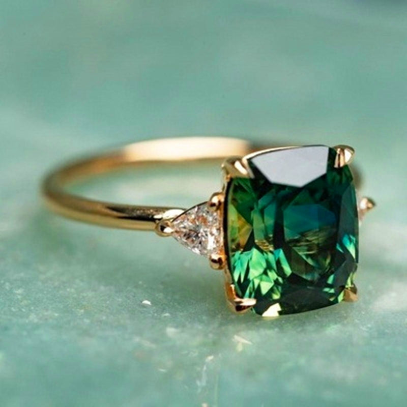 Glück - Grüner Zirkonia-Ring in Gold