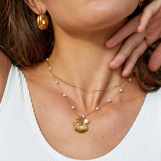 Aria Shell Charm Halskette