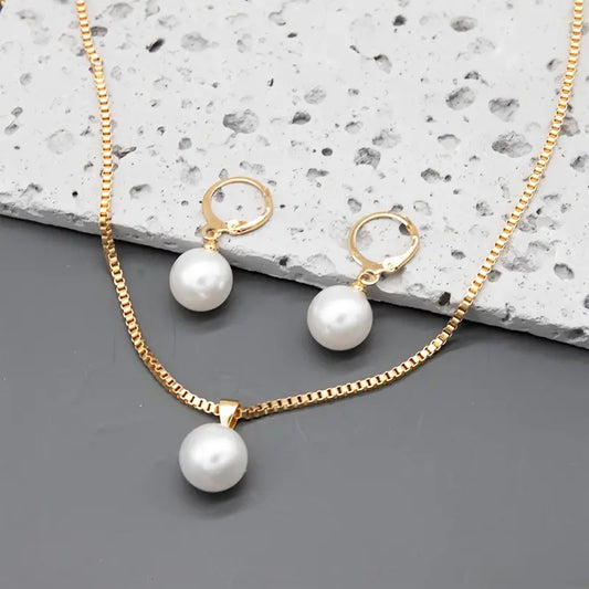 Elegantes Golden Grace Perlen-Schmuckset
