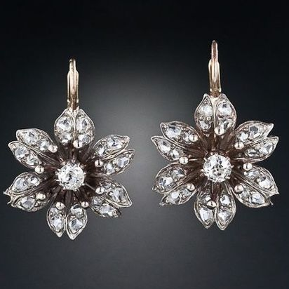 Vintage Kristall Blumen Ohrringe