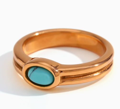 Goldene Stapelringe mit Perle, Lapislazuli, Türkis