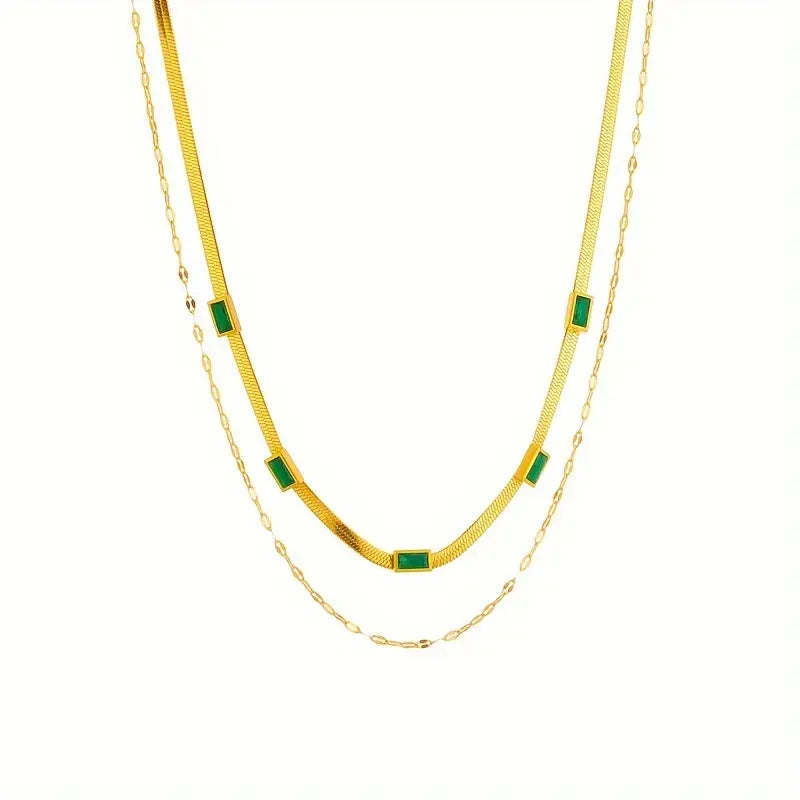 Sorella Gem Doppel-Layer Retro Gold Halskette
