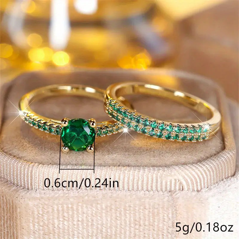 Serena Smaragd Duo Ring Gold Set
