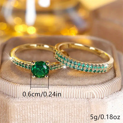 Serena Smaragd Duo Ring Gold Set