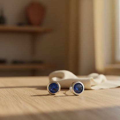 Saphir-Besatz Ohrstecker