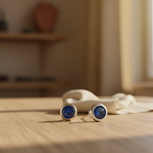 Saphir-Besatz Ohrstecker