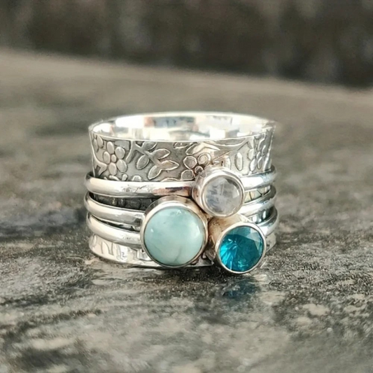 Natürlicher blauer Steinring