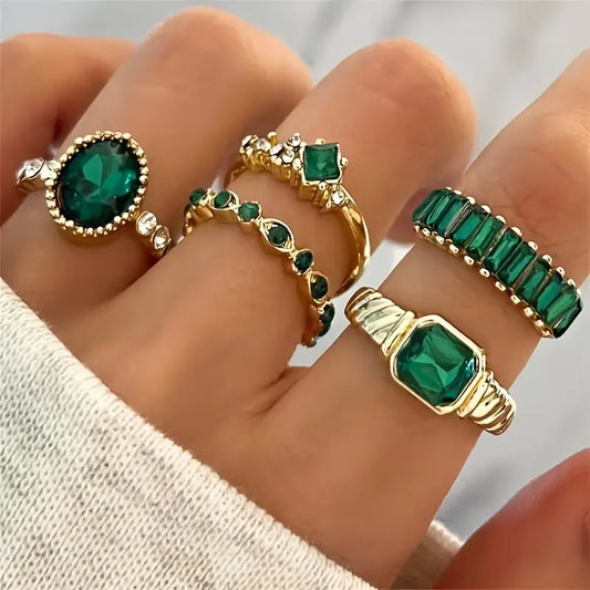 Zarina Exquisites Smaragd-Goldring-Set