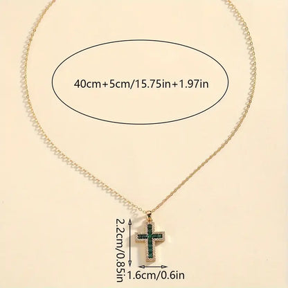 Solene Smaragd Kreuz Anhänger Gold Halskette