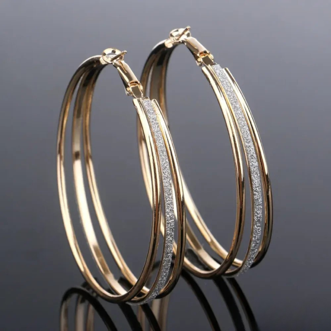 Goldene Retro-Hoops Ohrringe