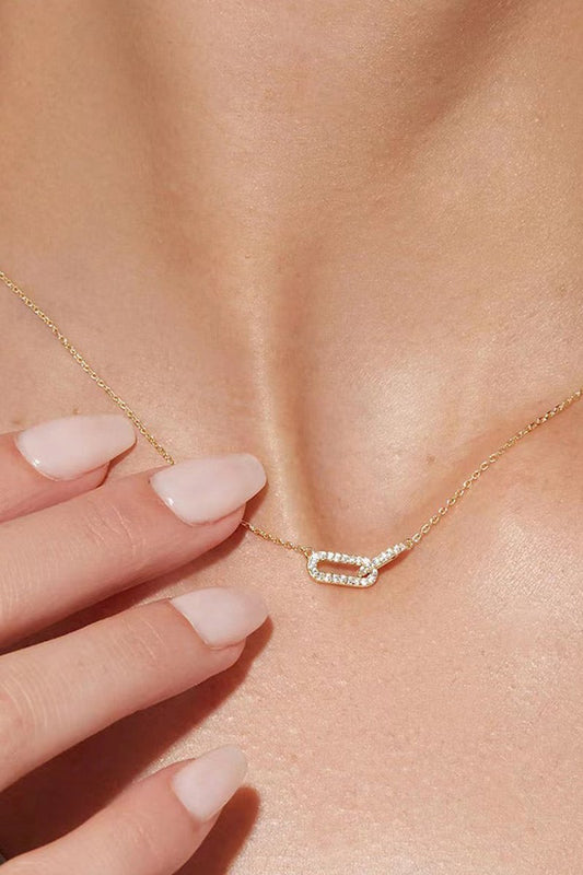 Doppelter Ovaler Knoten Anhänger Diamant Halskette