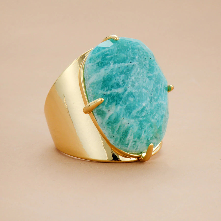 Eleganter Amazonit-Blauer Göttinnenring