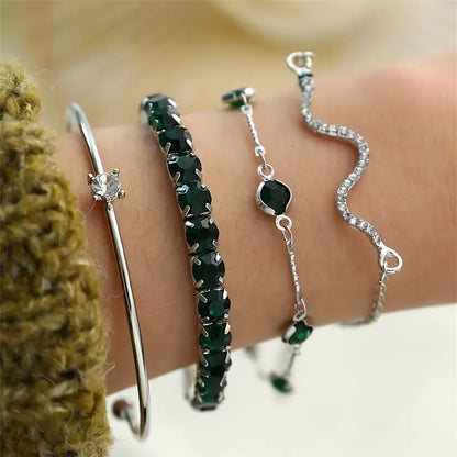 Grünes Edelstein-Armband-Set