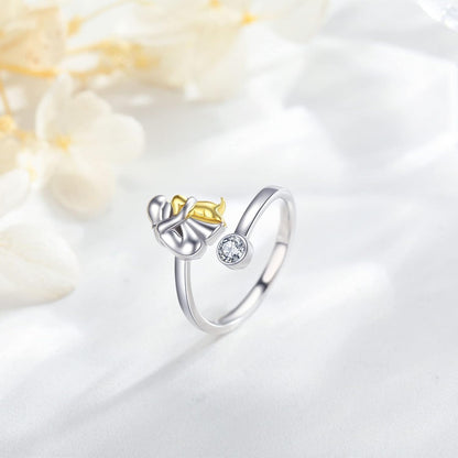 925 Sterling Silber Hundering mit Zirkonia – Verstellbar & Handgefertigt