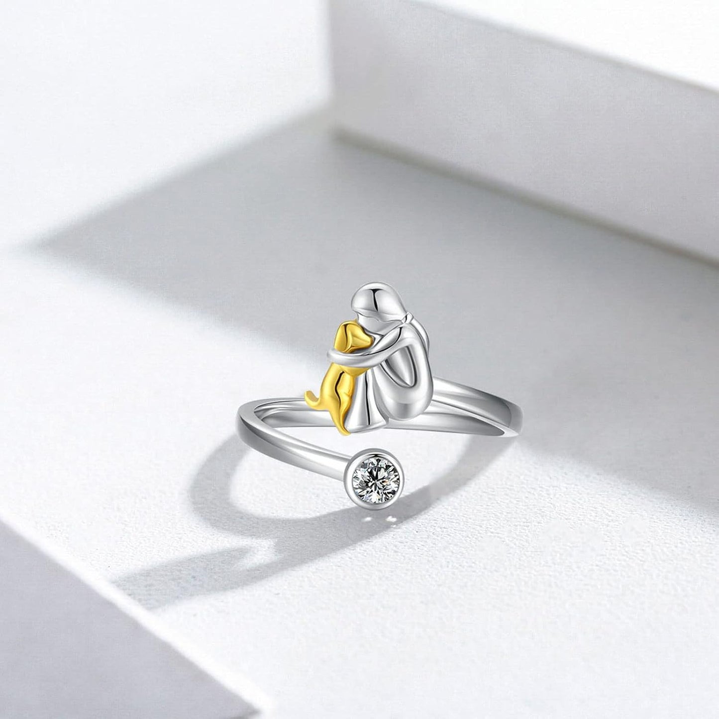 925 Sterling Silber Hundering mit Zirkonia – Verstellbar & Handgefertigt