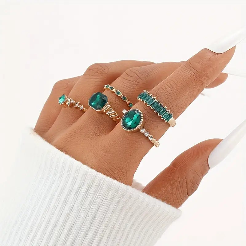 Zarina Exquisites Smaragd-Goldring-Set