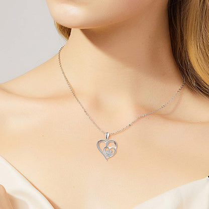 Sterling Silber Pfoten- & Herz-Halskette mit Zirkonia