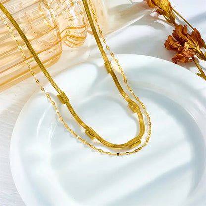 Sorella Gem Doppel-Layer Retro Gold Halskette