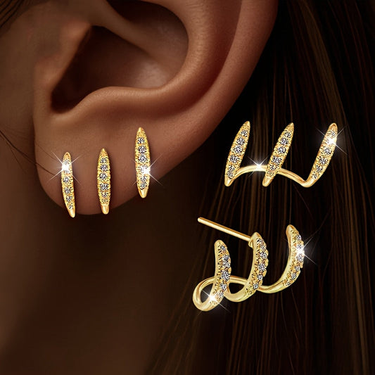 Elegante Ohrringe mit drei Klauen aus Strass