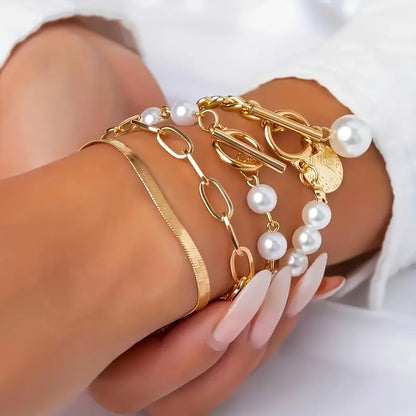 Elegantes 4-teiliges Goldarmband-Set