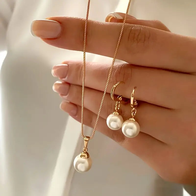 Elegantes Golden Grace Perlen-Schmuckset