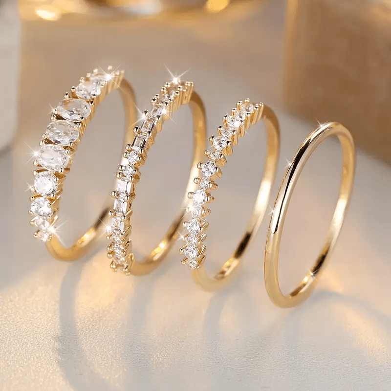14k Goldene Zirkonia Stapelringe