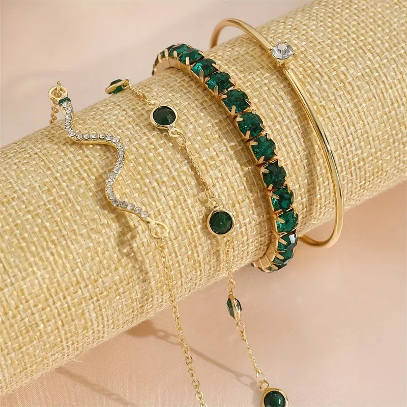 Grünes Edelstein-Armband-Set