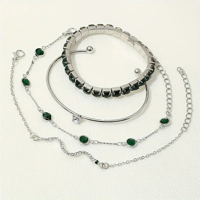 Grünes Edelstein-Armband-Set