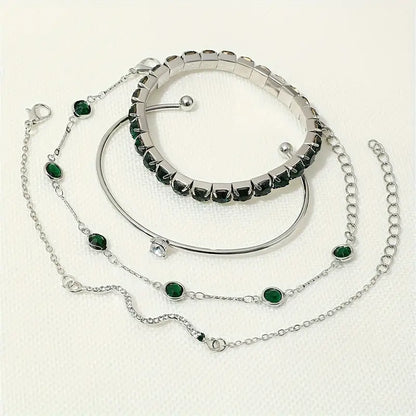 Grünes Edelstein-Armband-Set