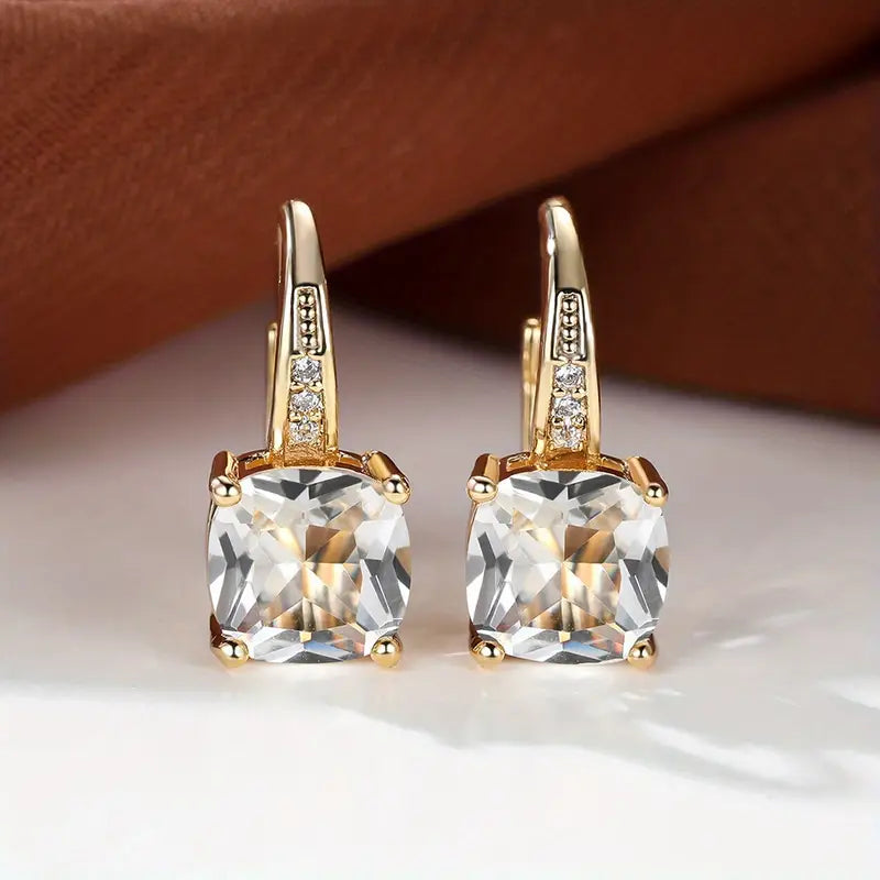 Elegante mystische Stein Gold Creolen Ohrringe