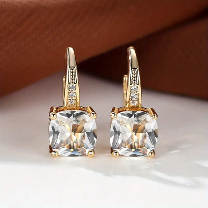 Elegante mystische Stein Gold Creolen Ohrringe