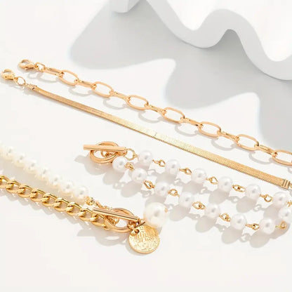 Elegantes 4-teiliges Goldarmband-Set