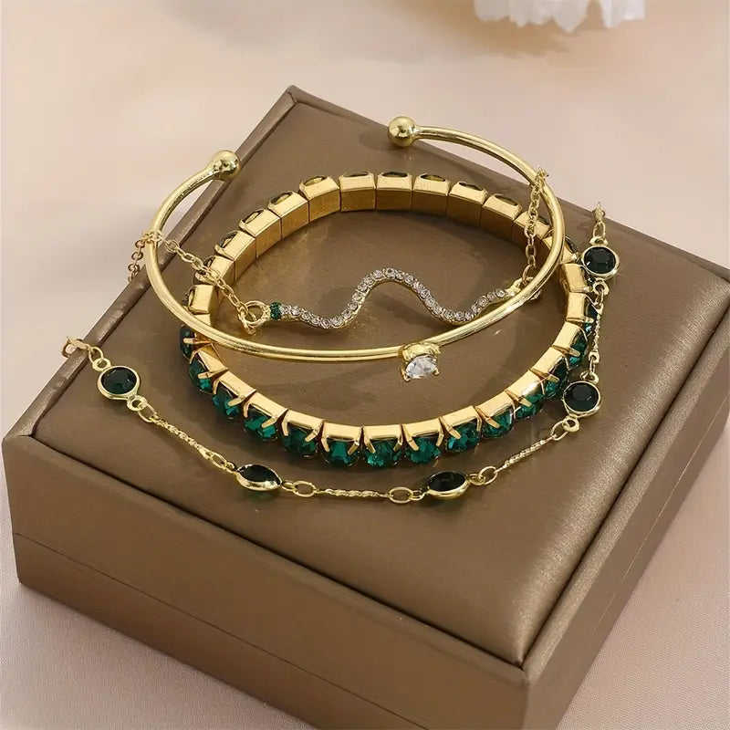 Grünes Edelstein-Armband-Set