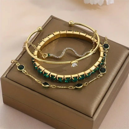 Grünes Edelstein-Armband-Set
