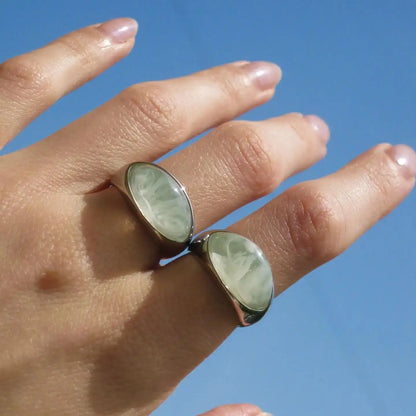 Chunky Halb-Edelstein-Dome-Ringe