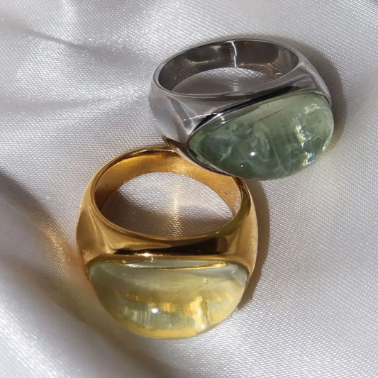 Chunky Halb-Edelstein-Dome-Ringe