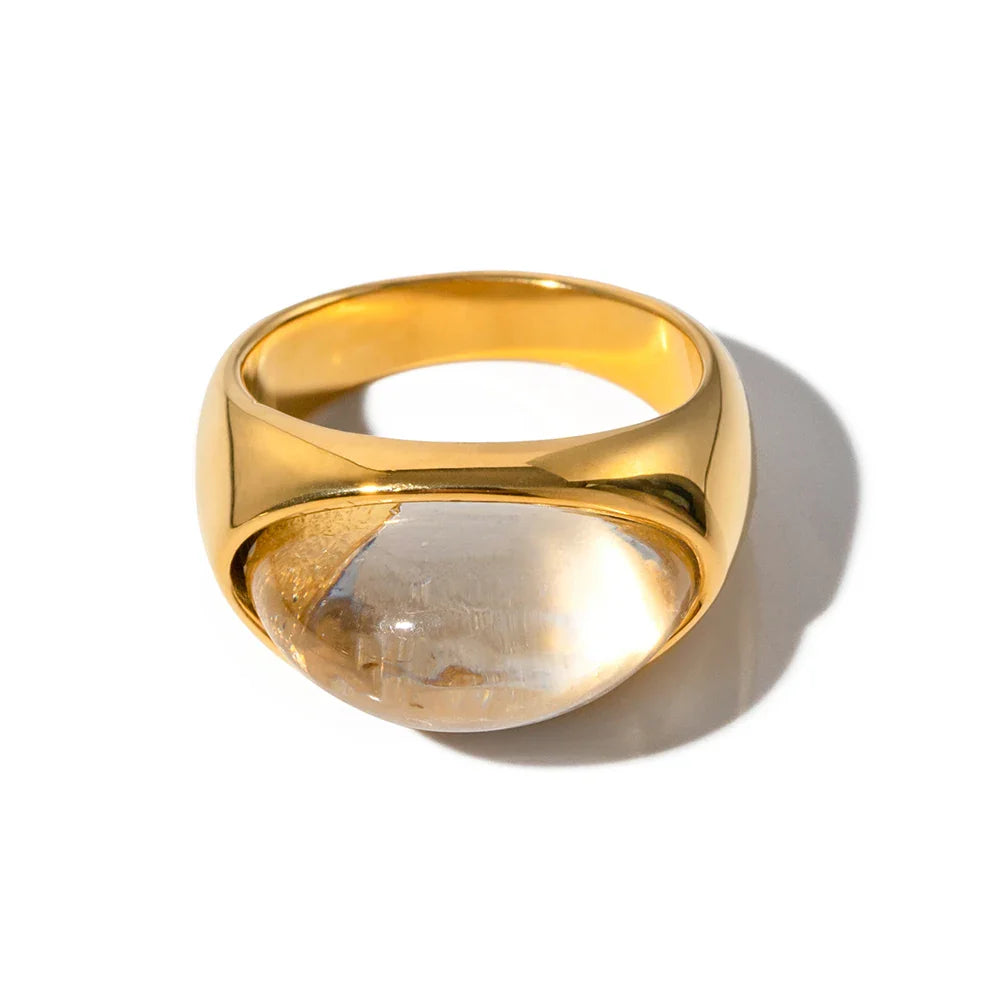 Chunky Halb-Edelstein-Dome-Ringe
