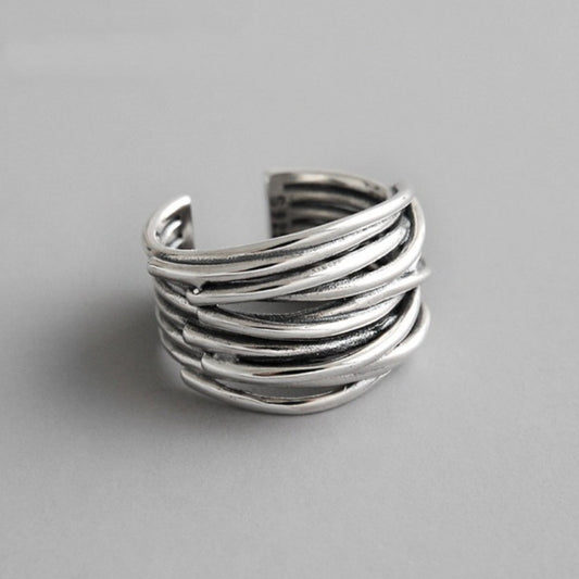 Verstellbarer geschichteter Ring aus 925er Sterlingsilber