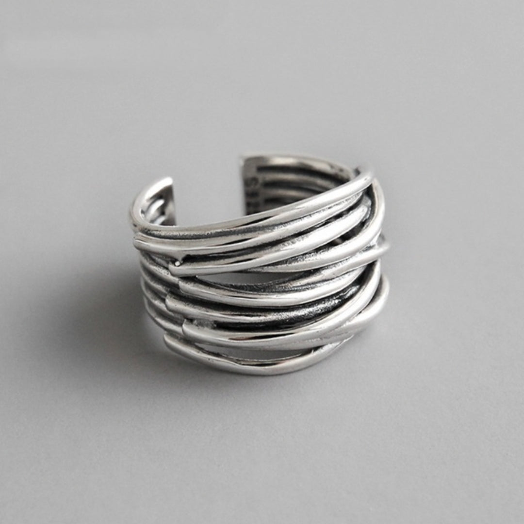 Verstellbarer geschichteter Ring aus 925er Sterlingsilber