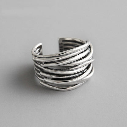Verstellbarer geschichteter Ring aus 925er Sterlingsilber