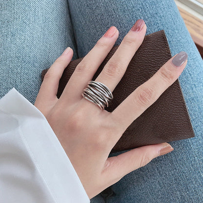 Verstellbarer geschichteter Ring aus 925er Sterlingsilber