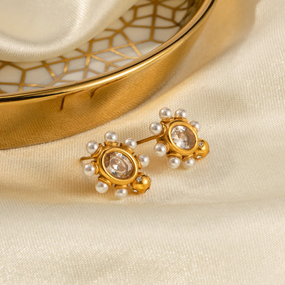 Elegante Goldperlenohrringe